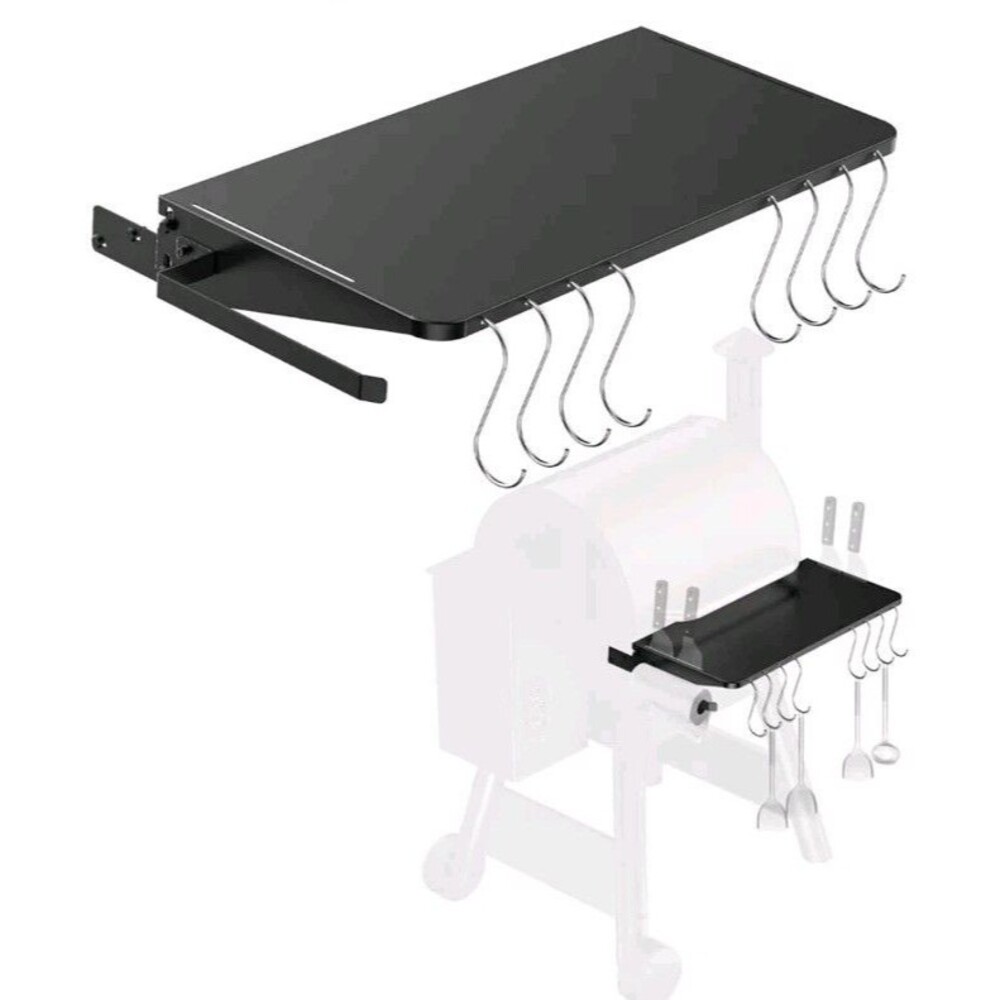 Folding Shelf for Traeger Pellet Grills, BAC362 Pellet Front Shelf with Hooks...